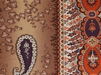 Tela con estampado floral en tonos marrones y morados