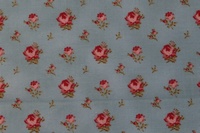 Tela de flores rojas y rosas con fondo azul cielo