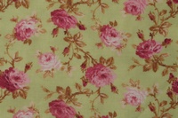 Tela de rosas de color rosas con fondo amarillo pálido