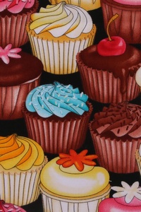 Tela con dibujo de Cup cakes